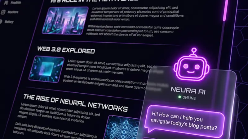 AI companion character appearing alongside a blog article, leaving witty comments as the reader scrolls