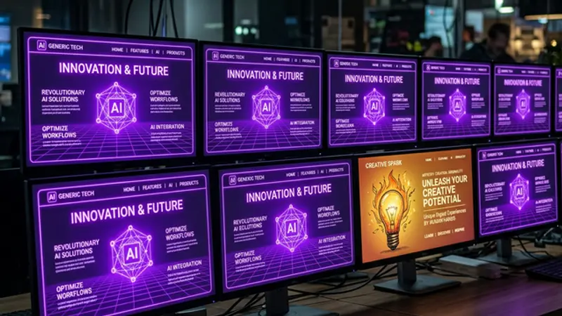Side-by-side comparison of a generic AI-generated color palette versus a unique hand-curated color scheme
