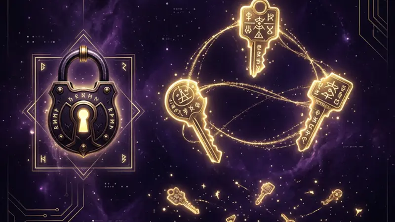 Mysterious glowing puzzle fragments scattered across a dark blog interface, waiting to be discovered by readers