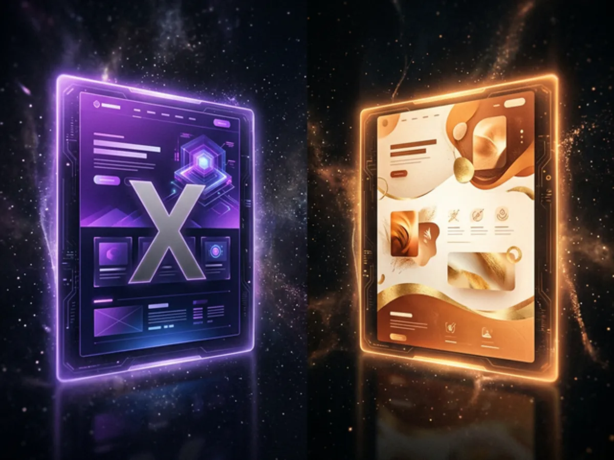 Generic AI-designed purple-gradient tech site versus a distinctive identity-driven website with unique character